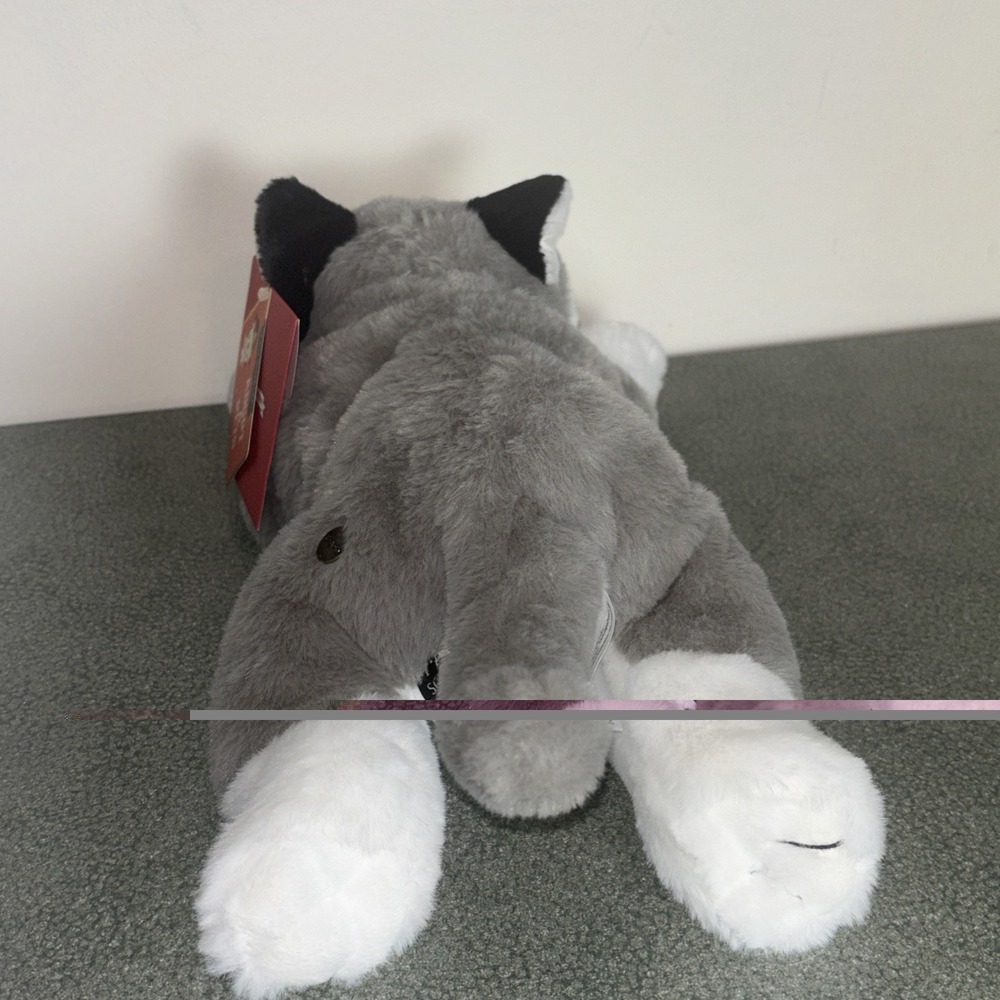 FAO Schwarz Plush Husky Dog 15" Adopt-A-Pet Realistic Floppy White Gray Puppy - Picture 2 of 4